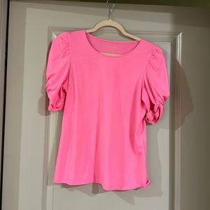 Lilly Pulitzer pink puff sleeve t-shirt size small